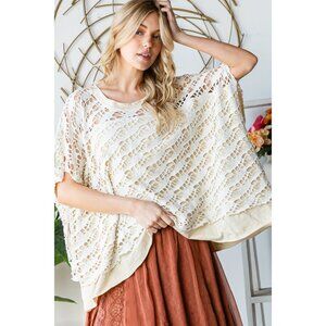 Oli & Hali Washed Crochet Layered Knit Top